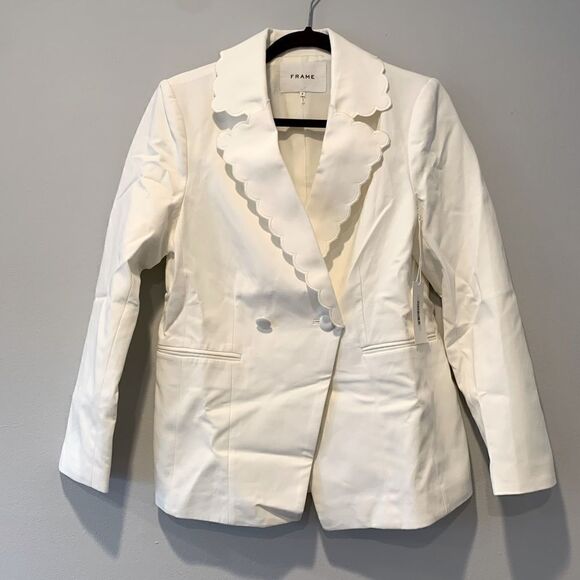 💥Frame scallop jacket blazer size 6 in off white, NWT - Picture 7 of 11